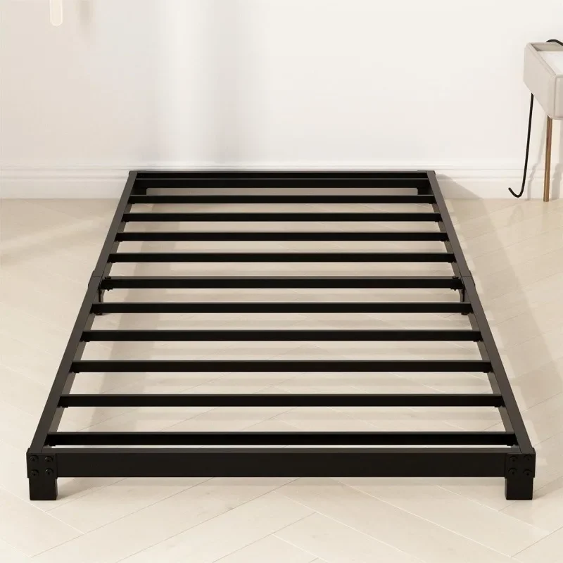 

4 Inch Bed Frames, Heavy Duty Metal Platform Low Bed Frame No Box Spring Needed, Noise Free, Easy Assembly, Black