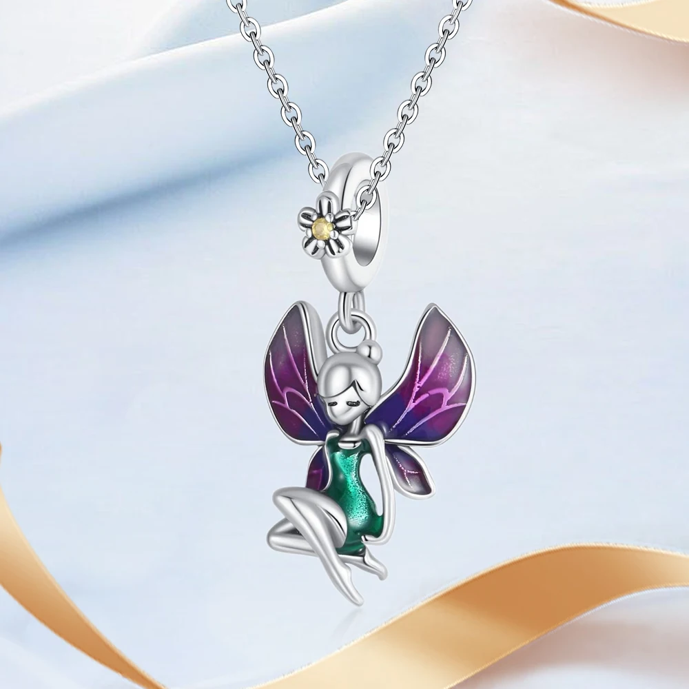 Purple Series 925 Sterling Silver Witch Castle Butterfly Tree of Life String Decoration Fit DIY Bracelet Necklace Party Gifts