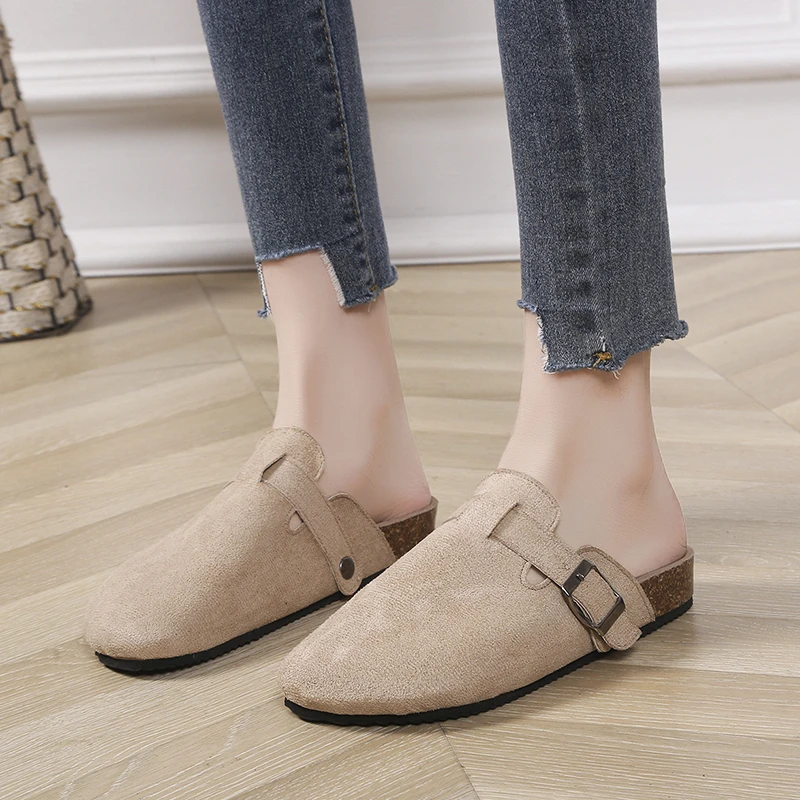 Cork Suede Clogs for Women Cork Slippers Summer Cork Sandals Fashion Beach Slides Classic Mules Men Clogs Baotou Shoes