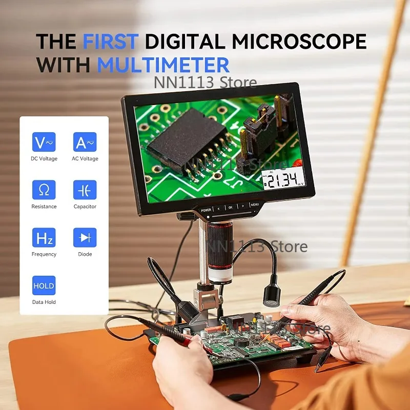 New Factory Wholesale Multimeter 2000X Microscope DC/AC Voltage 10.1 Inch Video Microscope Repair Tools Milti-functions Welding