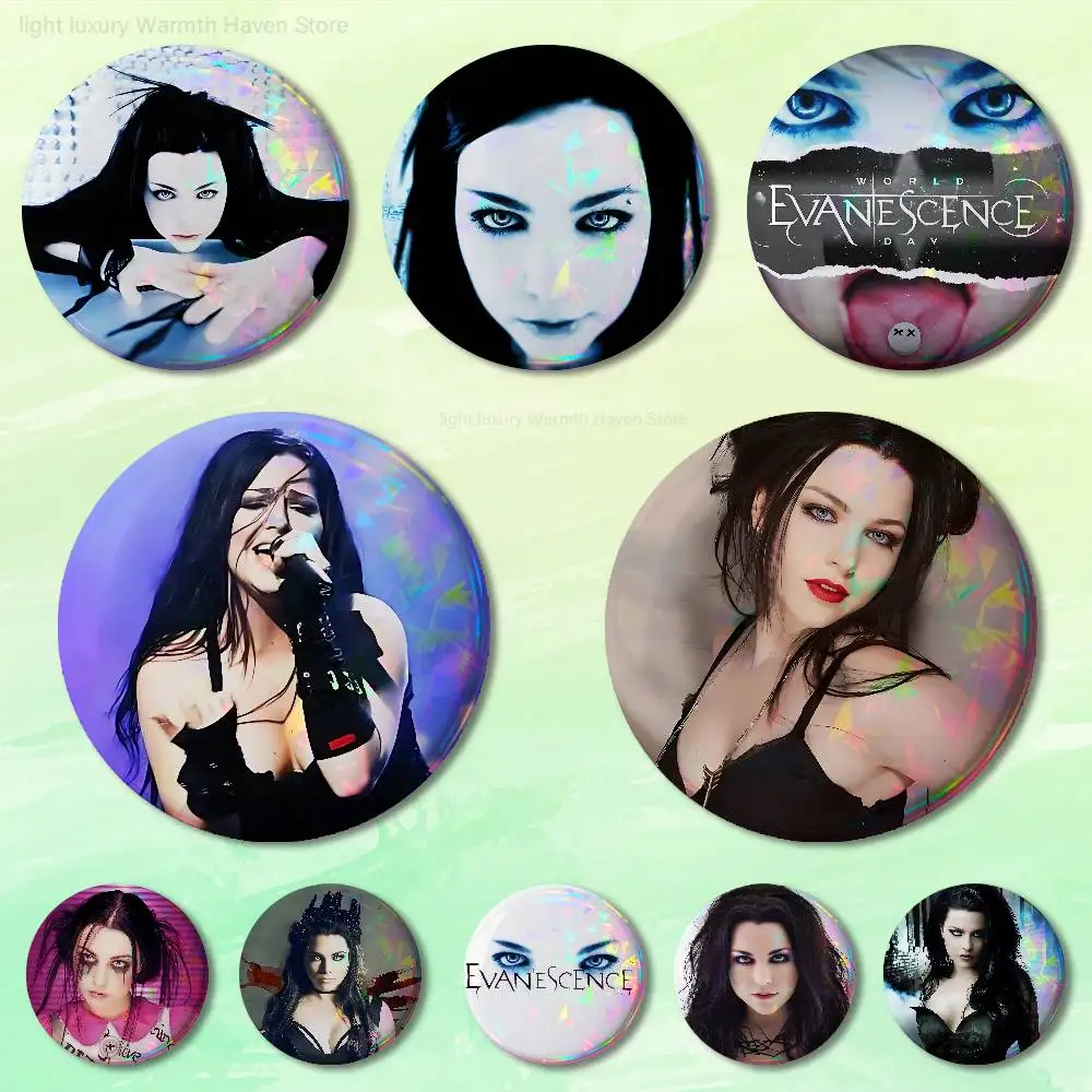 

E-Evanescence Fallen A-Amy Lee 58mm 44mm HD Print Brooch Badges Pretty Derby Round Display Brooches Lapel Pins