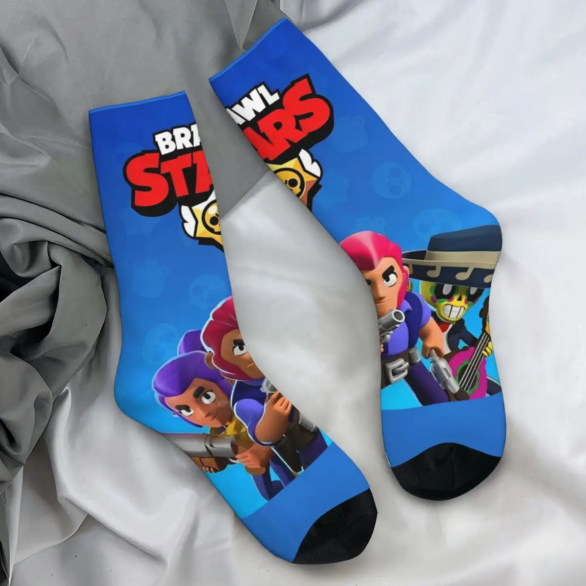 Men Socks Cartoon Brawling-Heros Video Game Stockings Winter Casual Breathable Socks Graphic Running Sports Anti Slip Socks