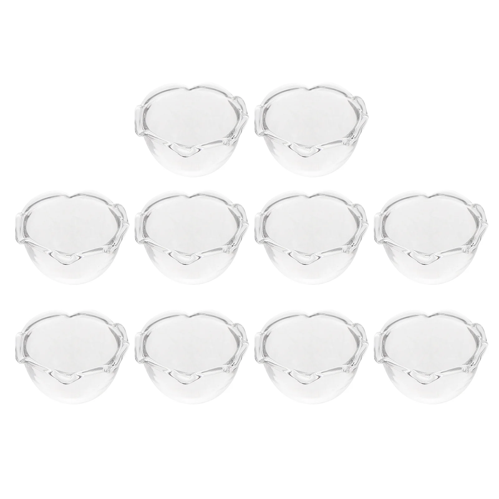 10Pcs Mini Kitchen Glass Sauce Bowls Small Soy Sauce Dipping Plates Creative Interactive Play Ornaments Mini Kitchen Toy