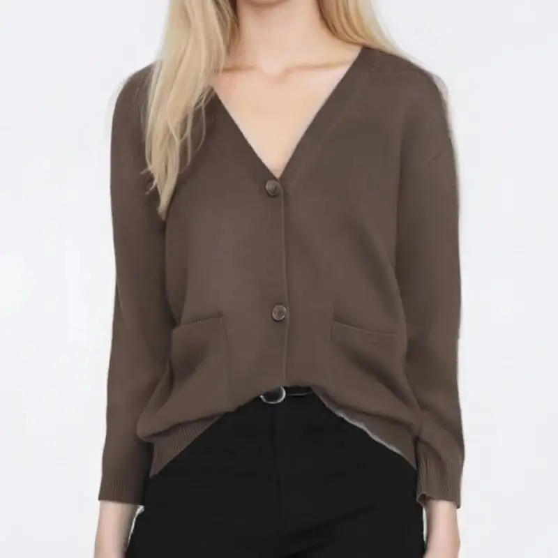 

Autumn Winter Solid Color Cardigan Women Fashion Casual Sweaters Tops Female V Neck Knitted Cardigans Mujer Coat Clothes