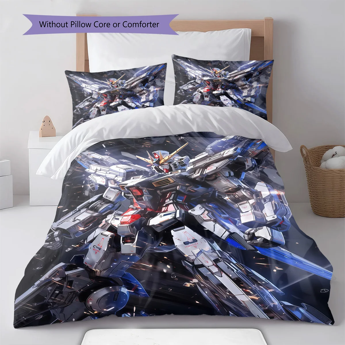 Gundam Dynamic Action Pose Bedding Set Anime Duvet Cover Polyester Soft Comforter Set -QJY