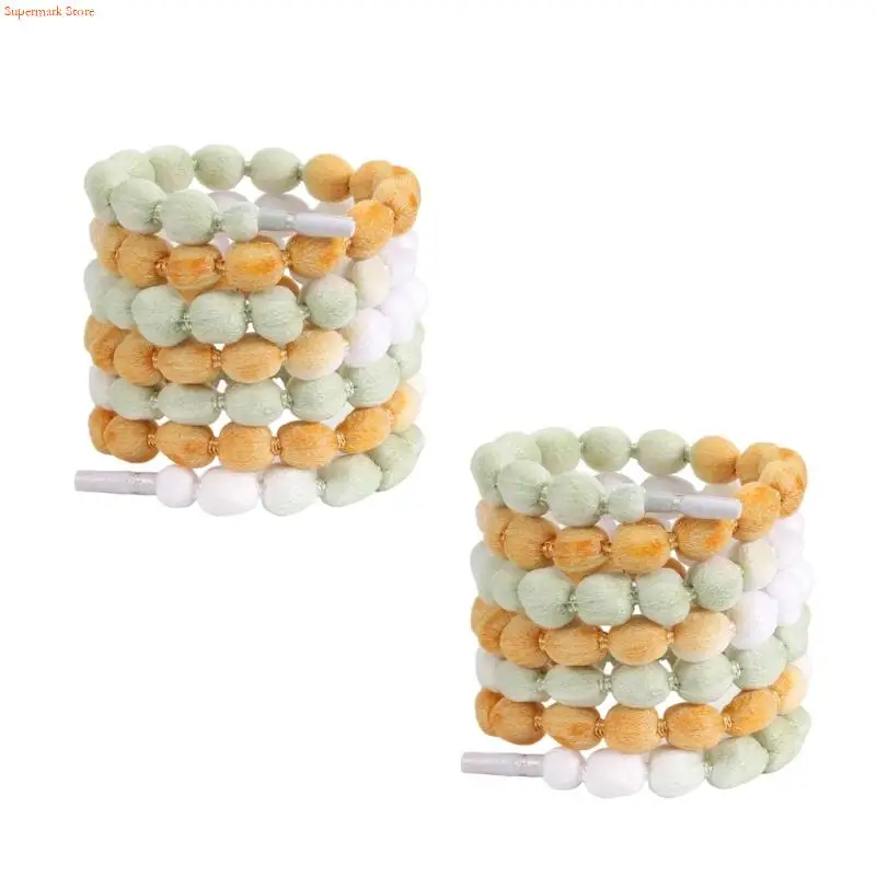 Q5WE Colorful Bubble Braid Shoe Lace 100cm Long Plush Polyester Shoelaces Replaceable Sneakers Shoe Laces for Adult Teen