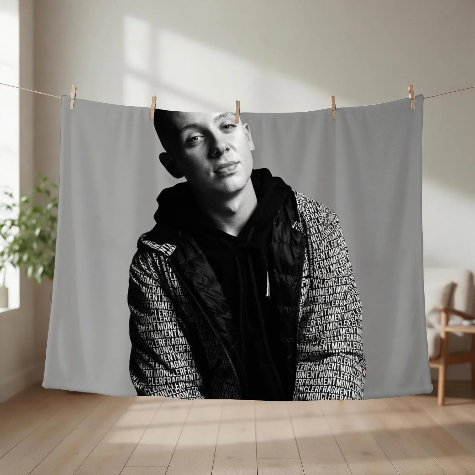 Aitch Mono Portrait Throw Blanket couch cozy soft plush fuzzy picnic outdoor blanket