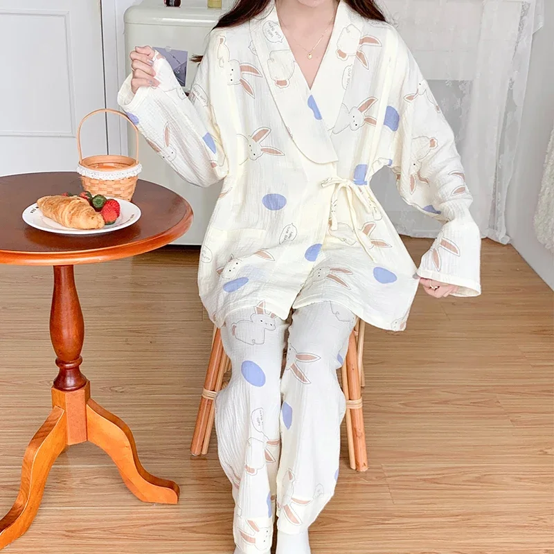 100% Cotton Double Gauze Maternity Nursing Sleepwear Set Breathable Loose Lacation Breastfeeding Pajamas Pregnancy Home Hospital