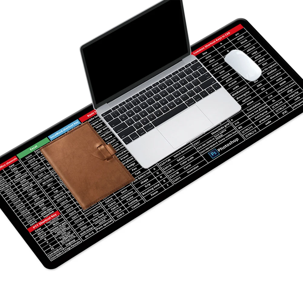 EXCEL Office Software PS Shortcut Key Memo Sheet XXL Rubber Mouse Pad Beginner's Gift Office Desktop Decoration Waterproof