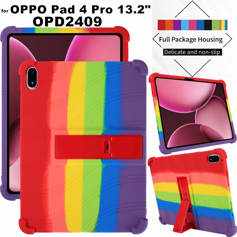 for OPPO Pad 4 Pad4 Pro 13.2 Inch 2025 OPD2409 Tablet Case Super Shockproof Soft Silicone Protective Case Stand Cover