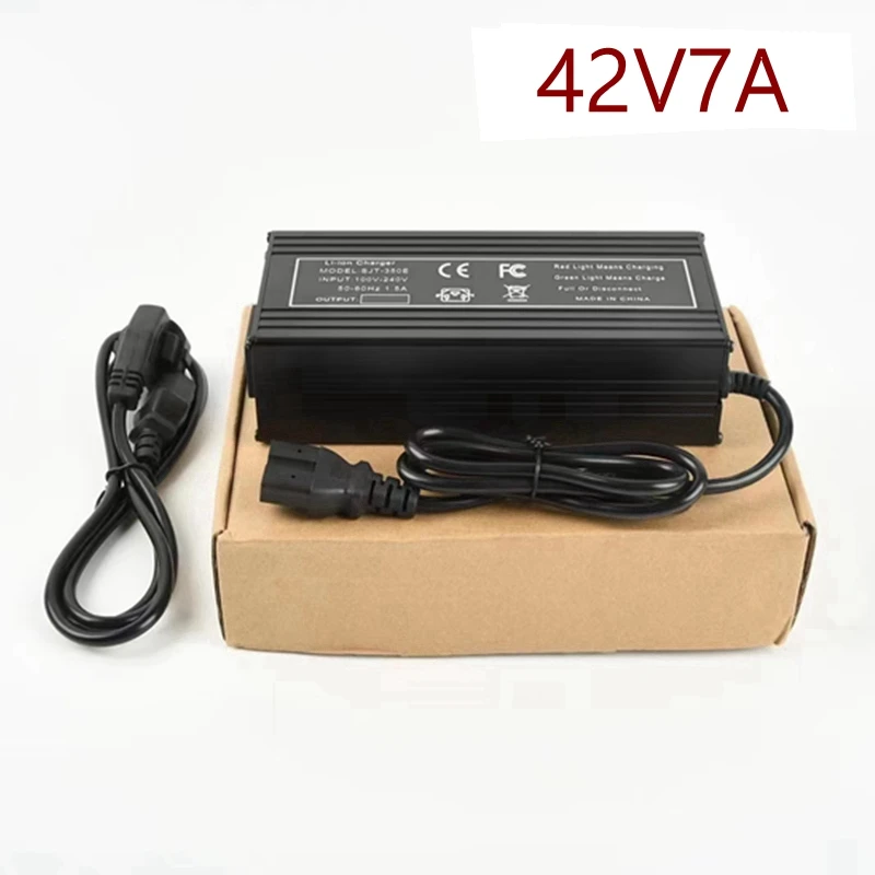 

36V 7A Lithium Battery Charger 42V 7A 36 Volt 10s Li ion Charger With Fan DC Connector