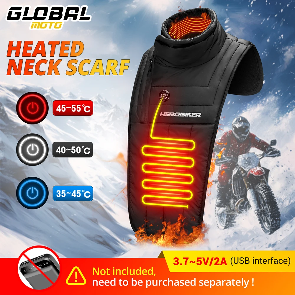 Winter Motorcycle Neck Scarf Heated Warm Windproof Motocross Thermal Neck Scarf Outdoor Skiing Motorbike Riding Warm Scarf