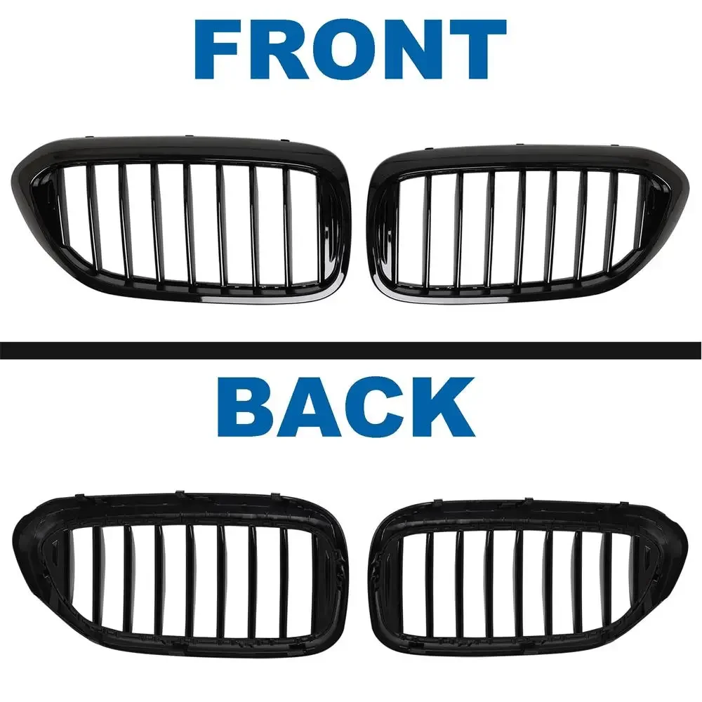 Car Front Bumper Kidney Grille Double Line Gloss Black for Bmw 5 Series G30 G38 2018-2020 Auto Accessories