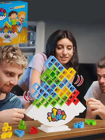 64PCS Tetra Tower Fun Balance Stacking Building Blocks Board Game for Kids Adults Friends Team Dorm Family Game Night and Partie
