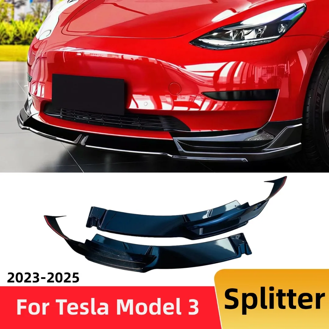 

Передний диффузор, сплиттер, бампер, подбородок для Tesla Model 3 2023-2025, аксессуары для тюнинга Air Dam, комплект кузова, Стайлинг, глянцевый черный