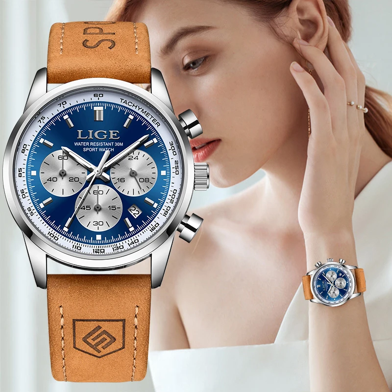 

Часы LIGE 2026 для женщин, элегантные модные кварцевые часы, роскошные женские часы, спортивный хронограф, повседневные часы для женщин, reloj de mujer.