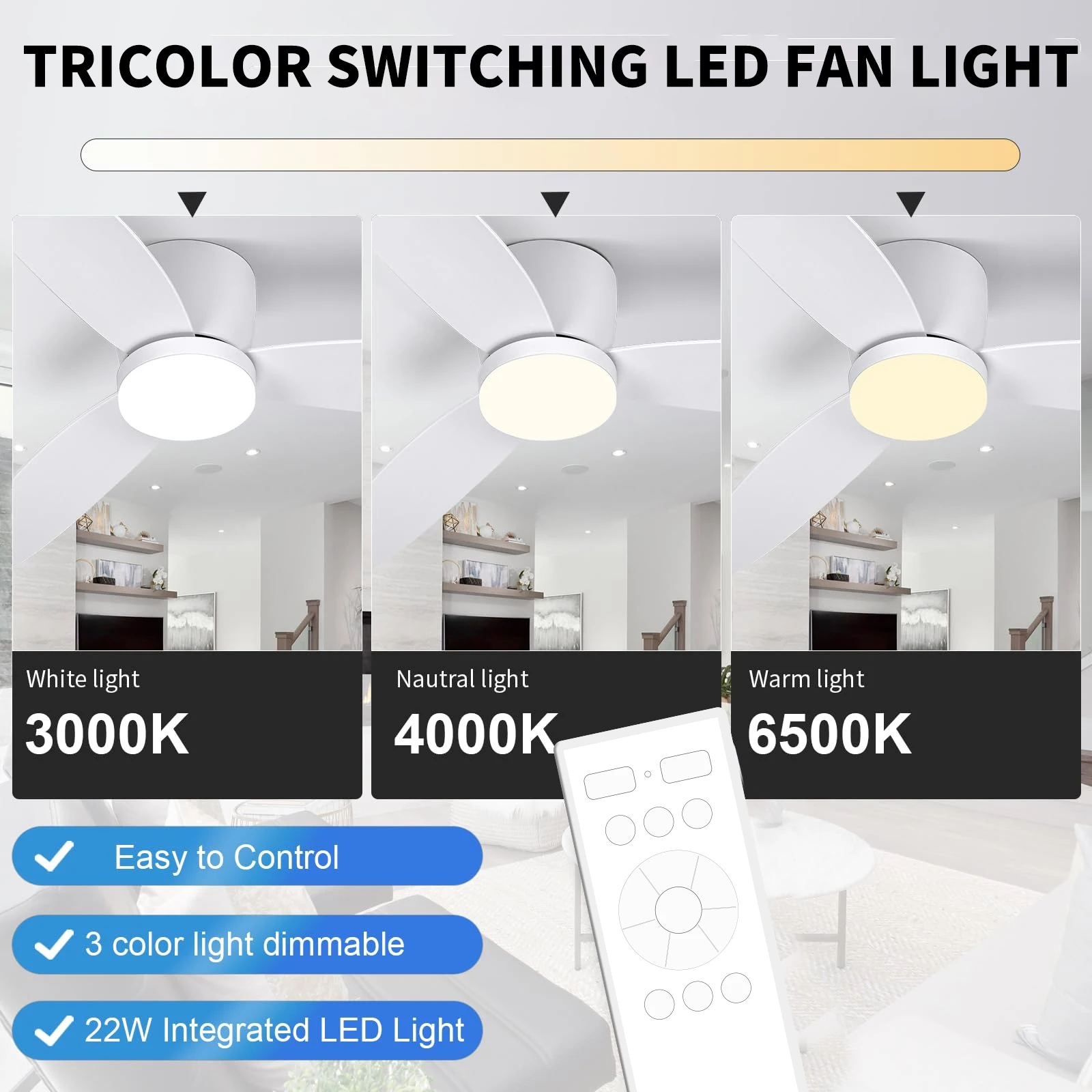 LED Light DC Motor Modern Ceiling Fan Kitchen Living Room Dining Room Household High Air Volume Remote Control Pendant Light
