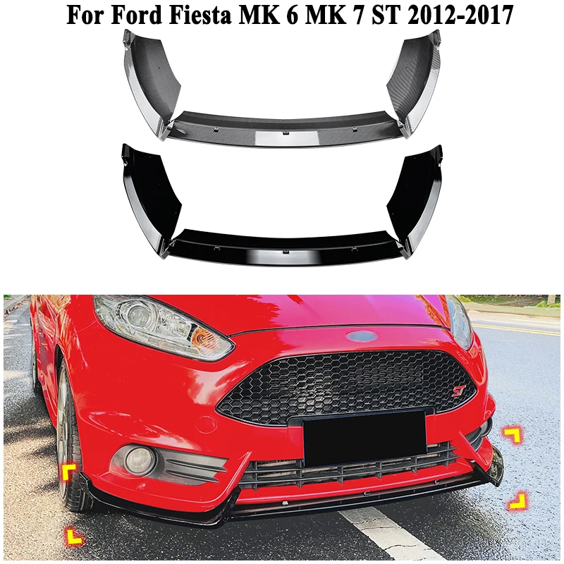 

Car Front Bumper Lip Spoiler for Ford Fiesta MK 6 MK 7 ST 2012-2017 Diffuser Corner Trim Auto Aftermarket Modification Parts