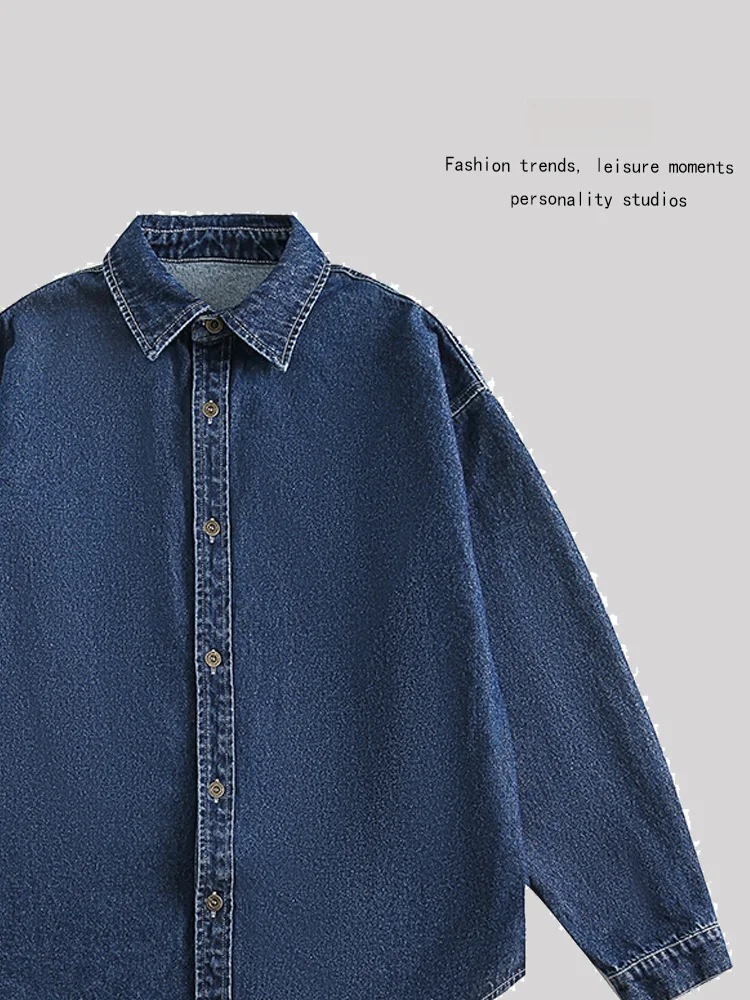 

NATCode ex High Street Denim irt Jaet Long Sve Turn-down Collar Autumn Faion for Men And Women