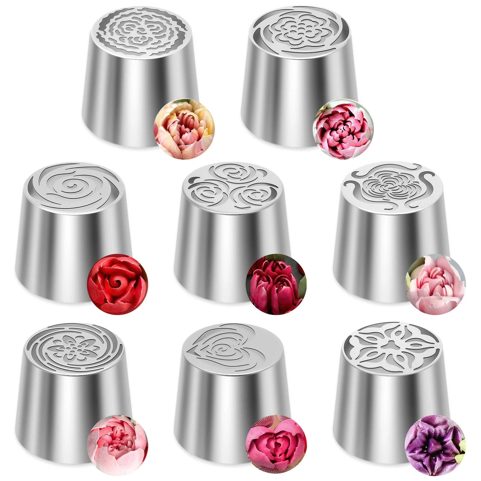6/8Pcs Pastry Bag Tips Cream Decorating Drop Flower DIY Fondant Baking Tool Reusable Pastry Bags Nozzle Set for Cake Dessert