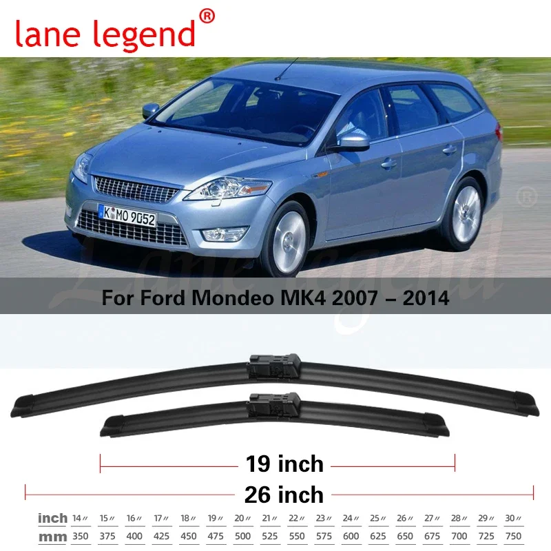 Front Rear Wiper Blades for Ford Mondeo MK4 2007 2008 2009 2010 2011 2012 2013 2014 Windshield Windscreen Window Car Accessories