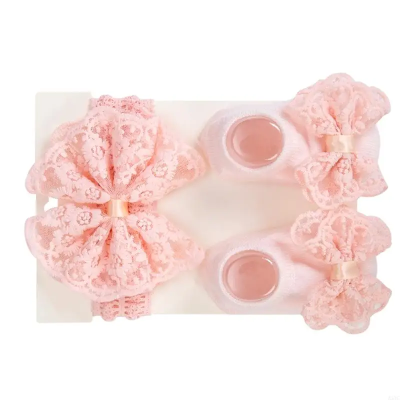 مجموعة جوارب A5YC قابلة للتعديل للأطفال بعقدة على شكل فيونكة مانعة للانزلاق للرضع من عمر 0 ​​إلى 12 شهرًا