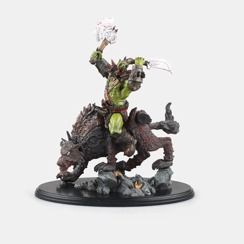 World of Warcraft Horde Riding Wolf Orcus Statue Toy Anime Action Figure Collectible Desktop Model Ornaments Kid Birthday Gifts