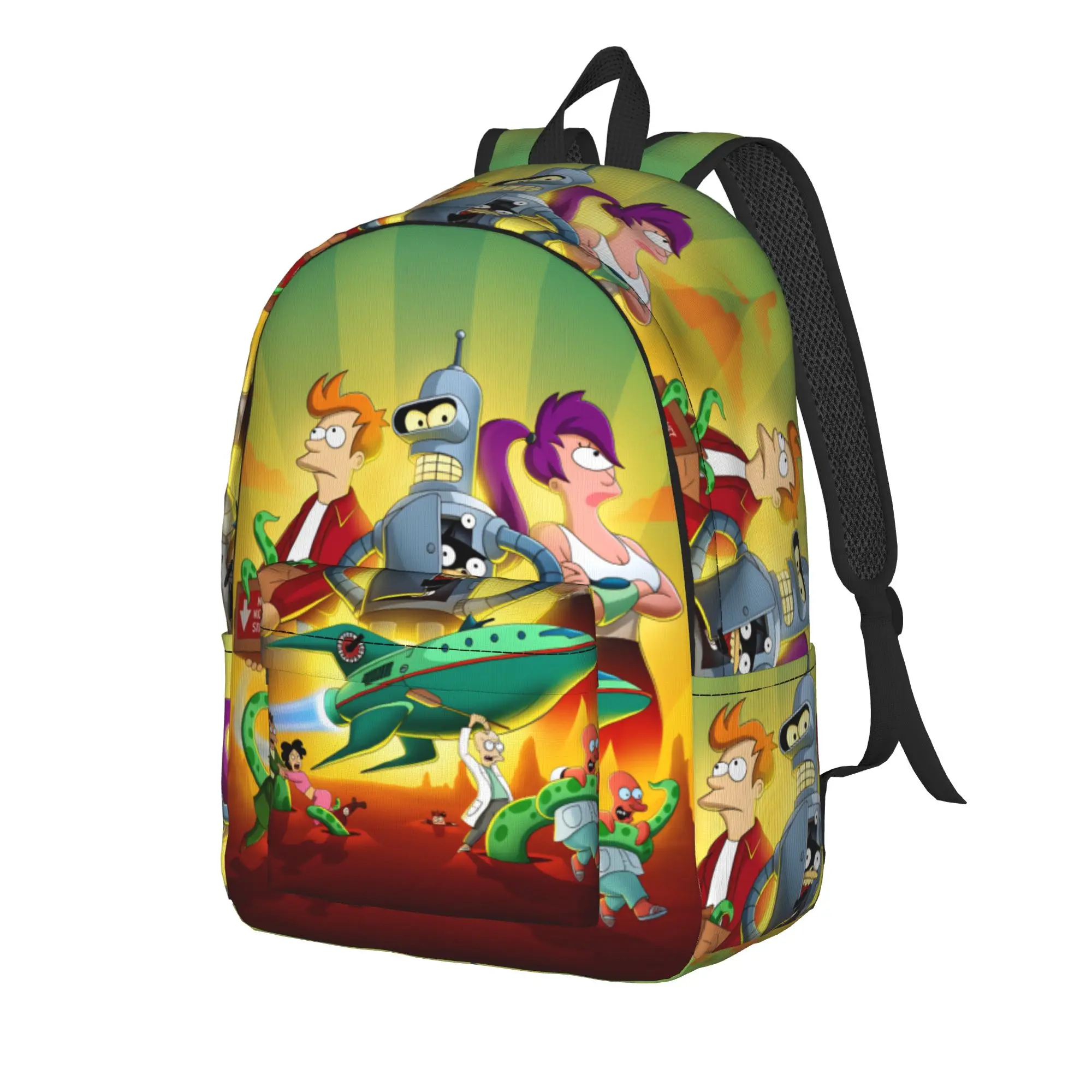 Futuramas Cartoon Comic Backpack  Male Polyester Trekking Backpacks Breathable Fun School Bags Rucksack