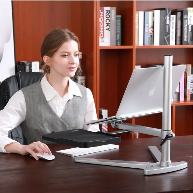 Floor Standing Lift Aluminum Alloy Laptop Stand Desk Seat Alternate Cooling Including Mouse Pad Metal