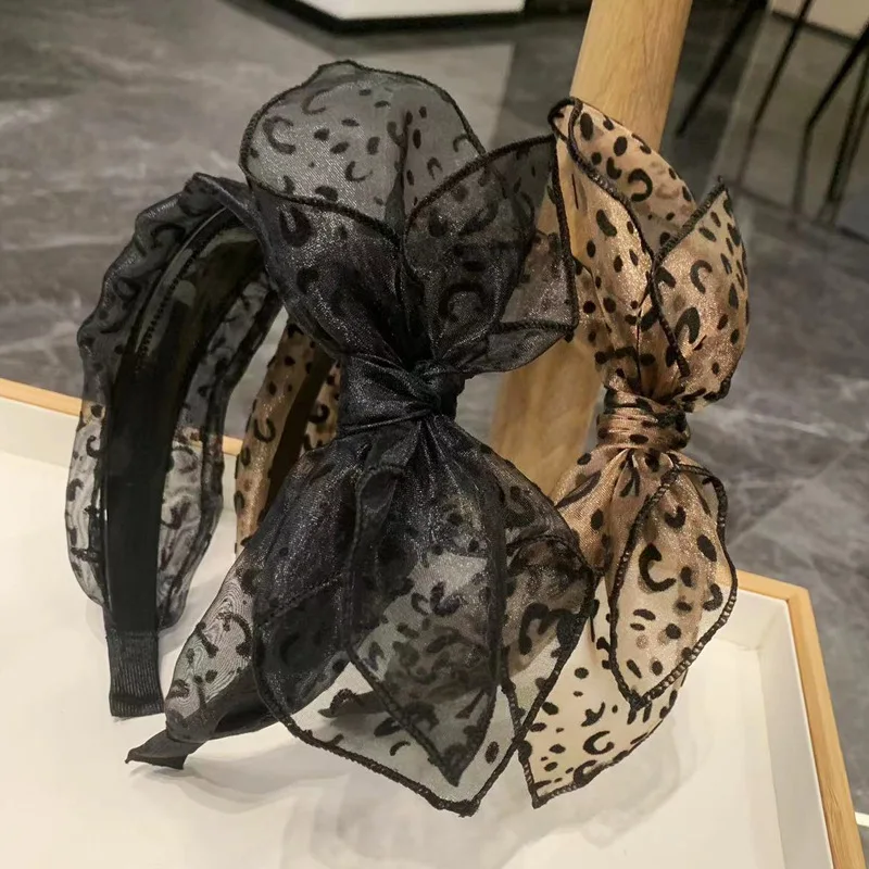 Ikat Rambut Motif Macan Tutul Antik untuk Wanita Ikat Kepala Pita Rambut Buatan Tangan Simpai Rambut Jaring Aksesori Rambut Wanita