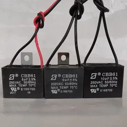 CBB61 250V 10UF 1PCS/LOT fan starting capacitor ceiling fan range hood Hood operation capacitance air blower CBB61-10UF-250V