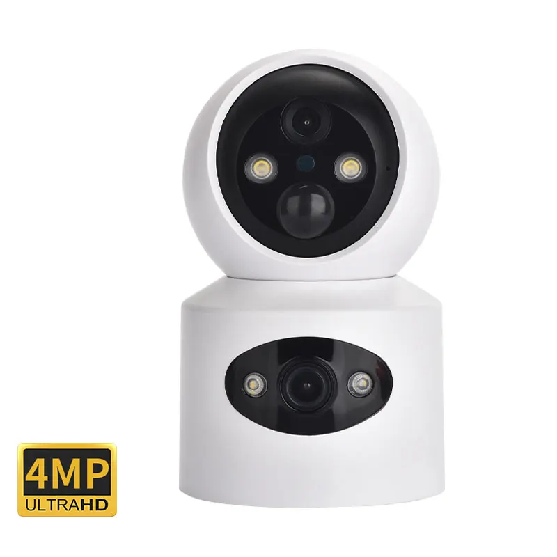 

4MP UHD ICsee APP Dual Lens Battery Power PTZ wifi IP Dome Camera Full Color AI Humanoid Detection Security CCTV Baby Monitor