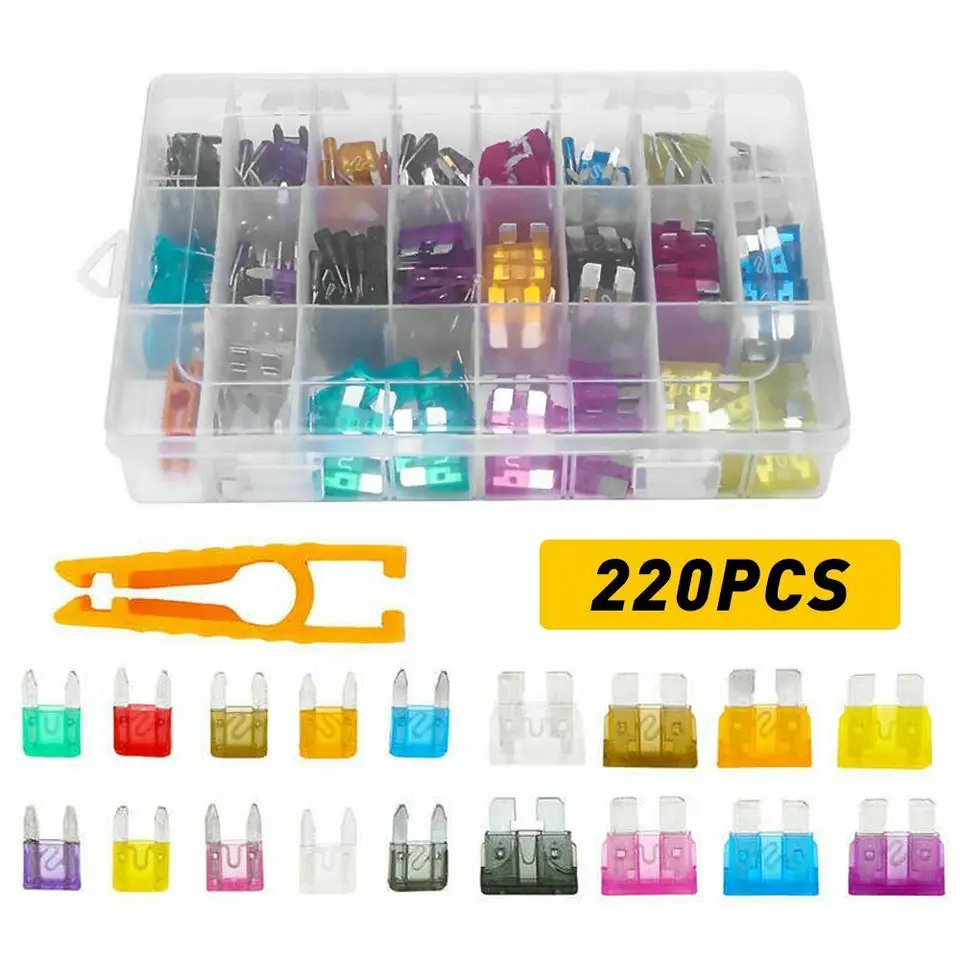 Kit d'assortiment de fusibles automobiles, 14 pièces, fusible à cartouche fendue Portable pour voitures 15A 20A 25A 30A 40A 50A 60A, fusibles de remplacement assortis
