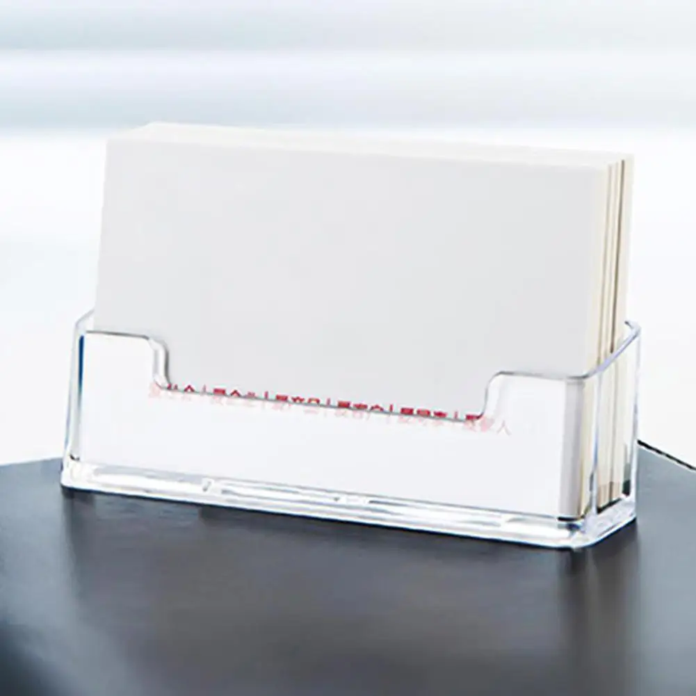 1Pc  New Clear Desk Shelf Box Storage Display Stand Acrylic Plastic Transparent Desktop Business Card Holder Place Card Holder