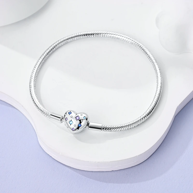 Silver 925 Original 17-20CM Bracelet Heart Flower Zircon Bracelets Fit Charms DIY Birthday Anniversary Jewelry Gift For Woman