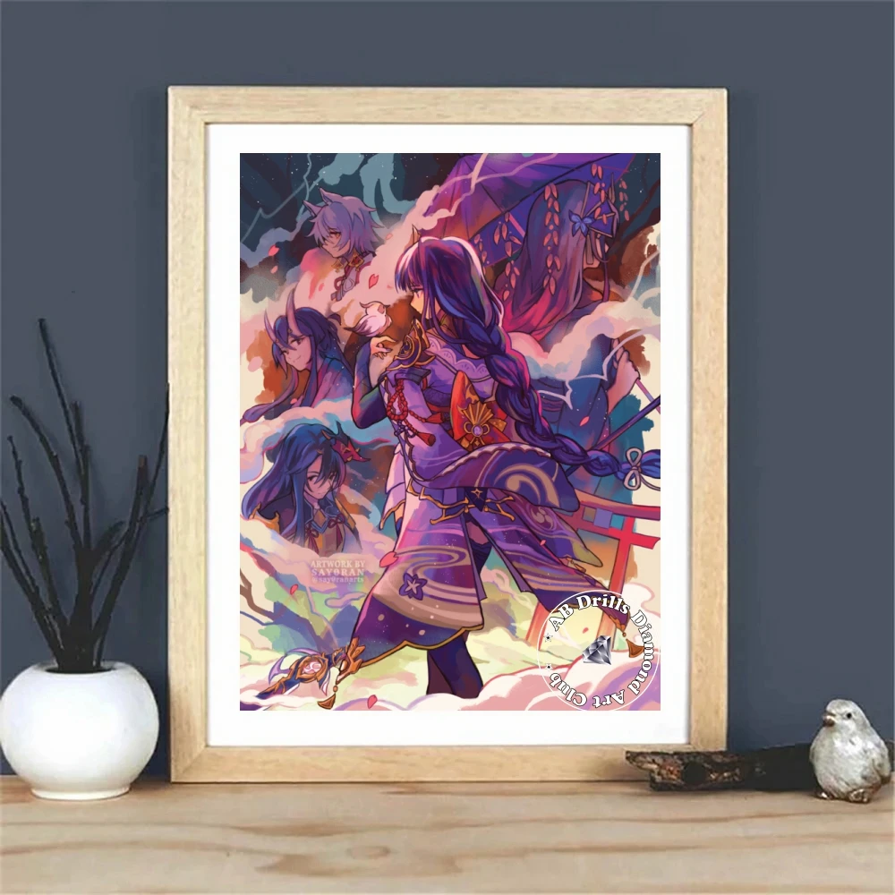 Genshin Impact 5D DIY AB Diamond Painting Mosaic Embroidery Game Cartoon Girl Yae Miko Cross Stitch Handmade Crafts Home Decor