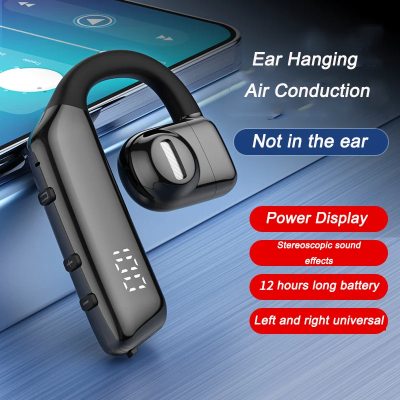 

Ear Hanging Bluetooth Earphone Single Ear Lightweight Power Display Call Noise Reduction Rotatable Horn Sport Headphone Music