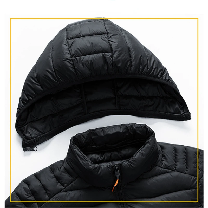 Autumn Winter Men's Clothes Trend Hooded Cotton Coat Warm Zipper Windproof Cotton-padded Jacket Parkas Light Thin Outerwear New