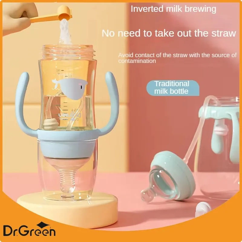 Dr.Green Wide Mouth Newborn baby bottles PPSU Washable Bottles Forward and reverse bi-directional scale inverted milk brewing