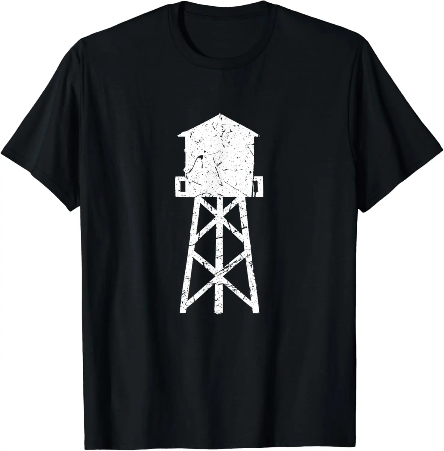 Vintage Distressed Water Tower Tank Elevated Potable H2O T-Shirt 100% Cotton Streetwear High Quality