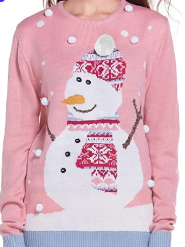 

Christmas Sweater Cartoon Jacquard Loose Women's Sweater Knitted Winter Clothes Woman Pulls Femmes Comfortable Simple Style