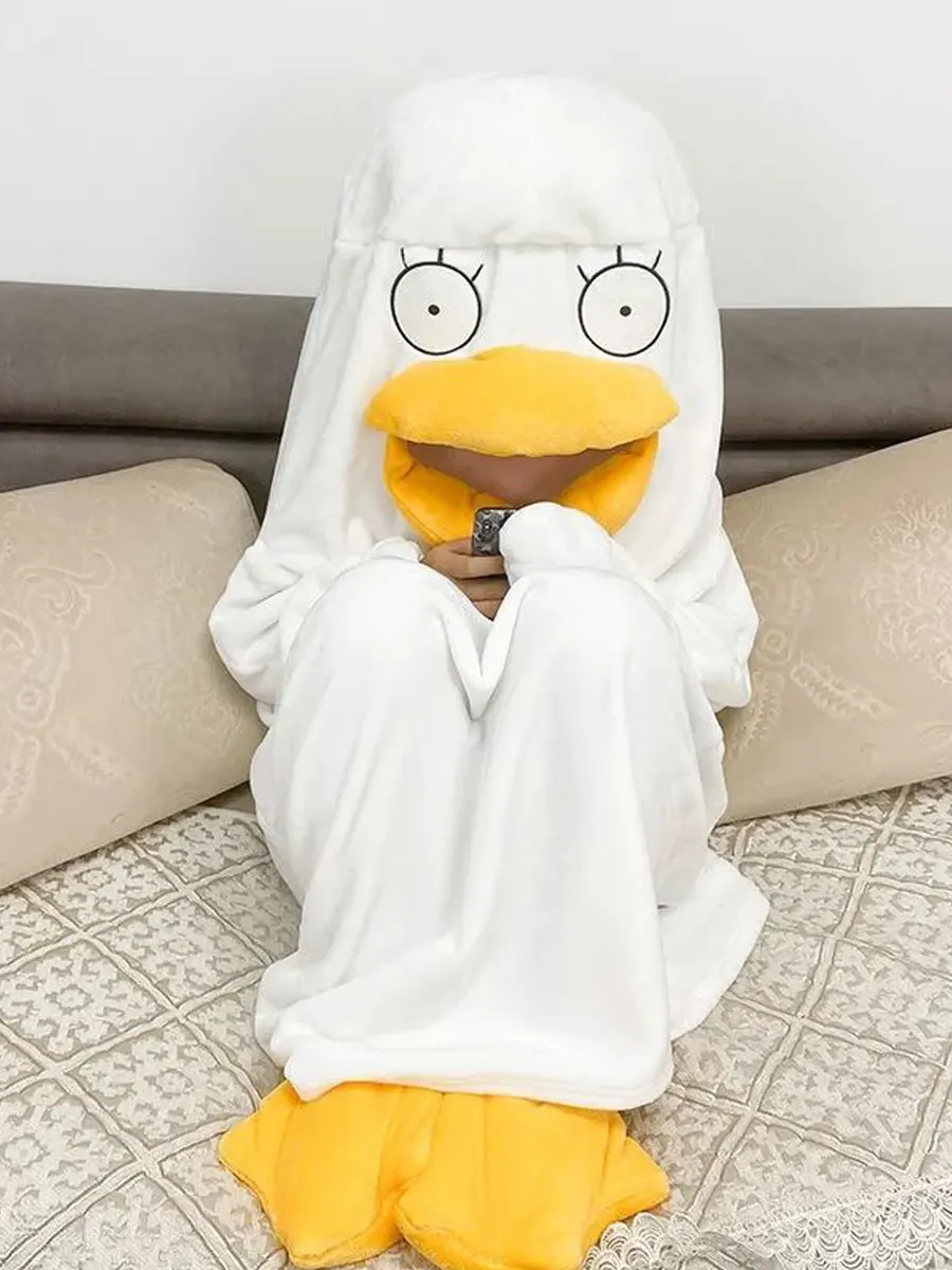 In Stock Nightwear Elizabeth Women'S Autumn And Winter Coral Fleece One-Piece Plush Duck Sleeping Bag Men'S Couple Funny Gift