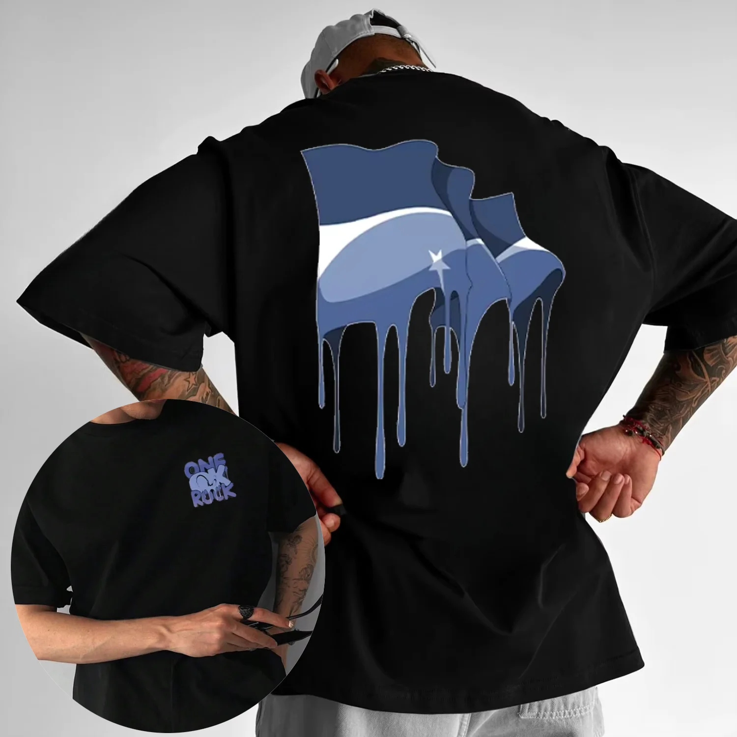 2025 الصيف واحد موافق روك السموم المحملة واحد Ok روك باند الهيب هوب المعادن الثقيلة 100% القطن الخالص تي شيرت مطبوع ملابس كبيرة الحجم للجنسين #1