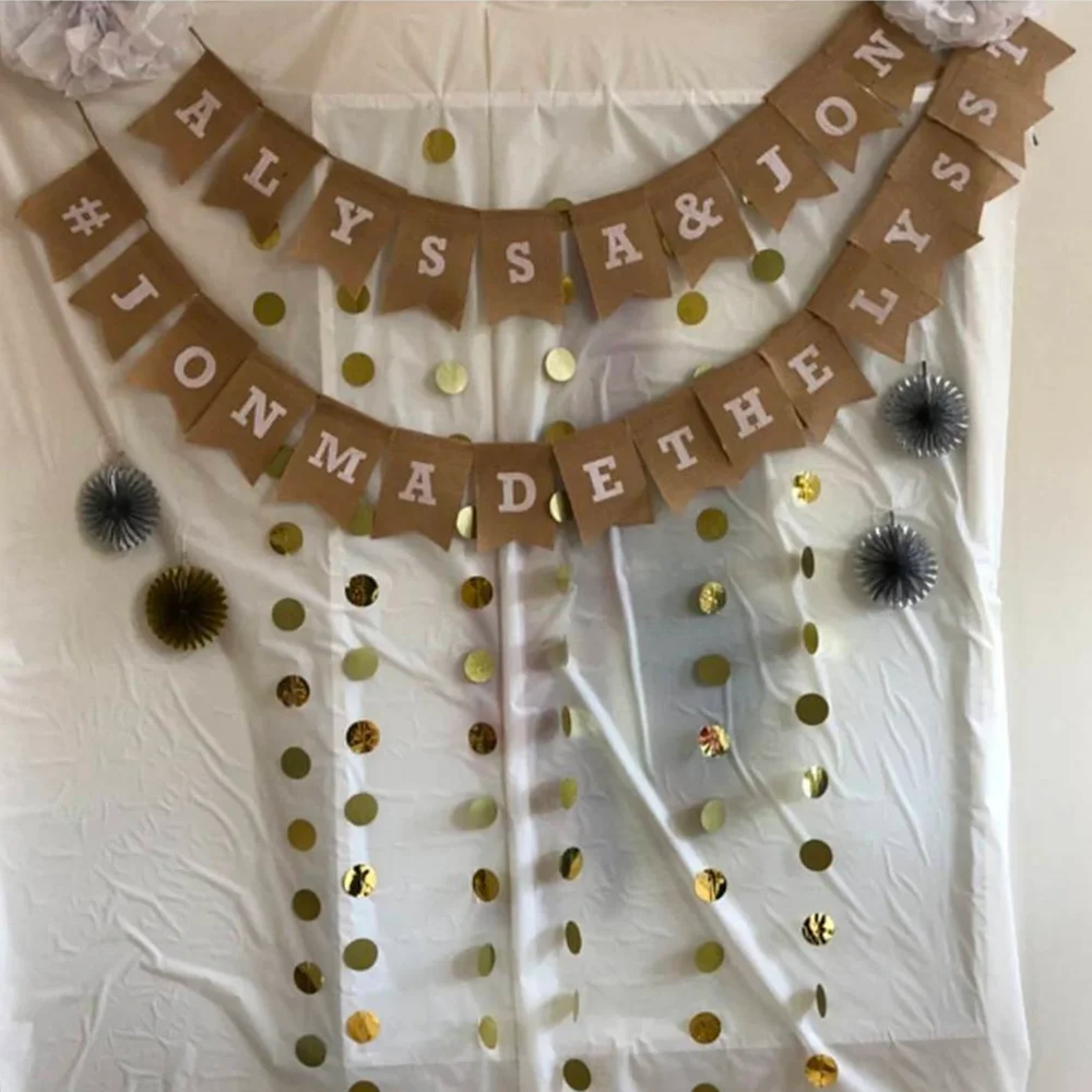 Personalisiertes Jute-Banner Entwerfen Sie Ihr Eigenes Banner Foto-Requisite Geburtstagsparty-Dekoration Rustikales Vintage-Schild Baby-Shower-Accessoire – Detail 5