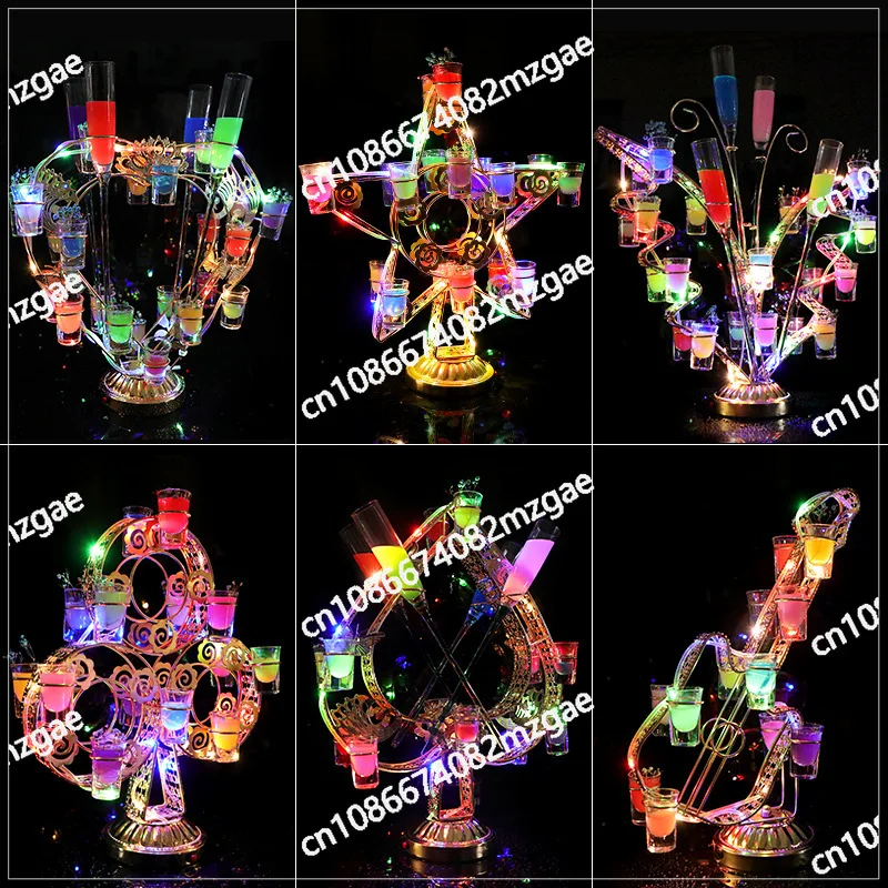 Bar Cocktail Creative Luminous Revolving Wine Glass Rack Night KTV Essential Theme One Bullet Wine Glass Rack
