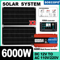 SOECOPO 6000W Solar System Set with 2 X 800W Panels 100A Controller Inverter DC 12V to AC 110V/220V for RV Camping Home