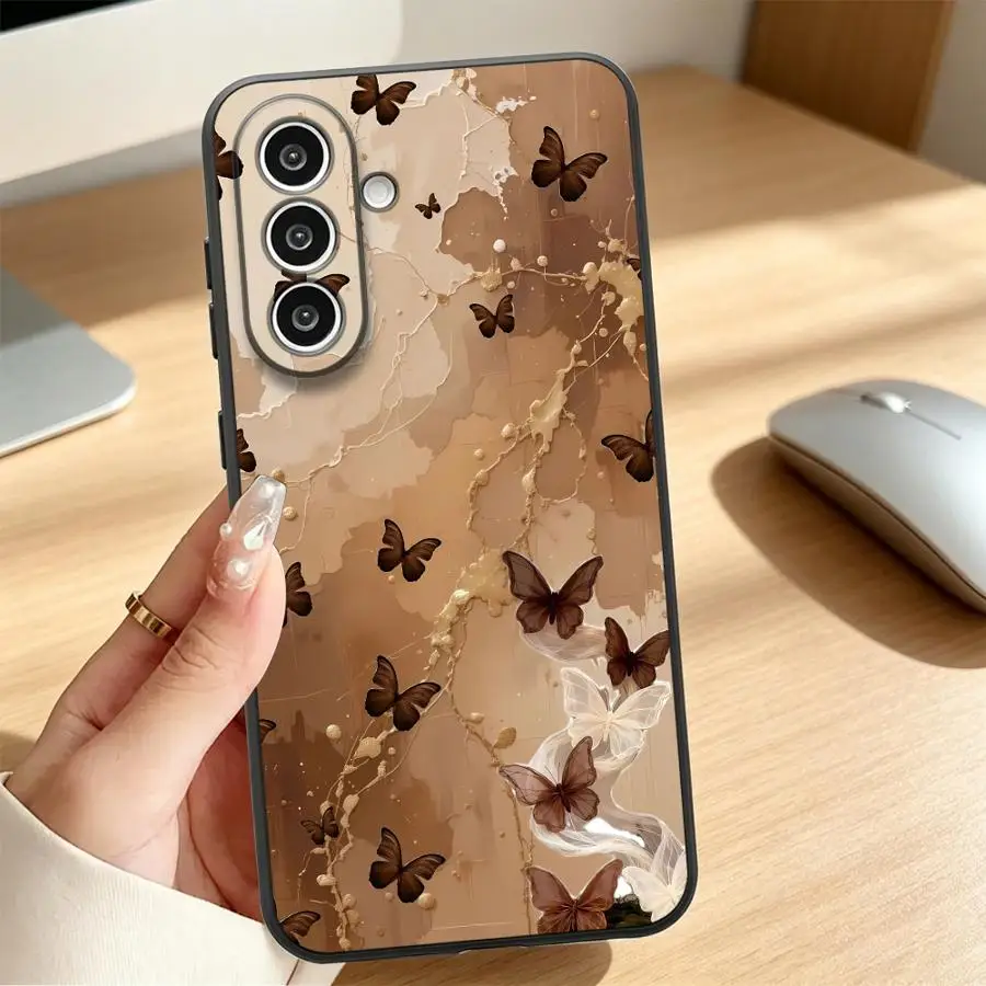 Neutral Brown Butterfly Case for Samsung Galaxy A57 A06 A23 A53 A17 A52 A36 A05 A37 A25 A16 A55 A73 A51 A15 Phone Cover A41 A13