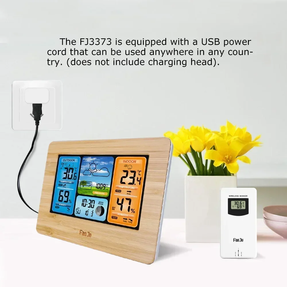 Wireless Weather Station Indoor Outdoor Weather Forecast Station with Outdoor Sensor Digital Temperature and Humidity Gauge