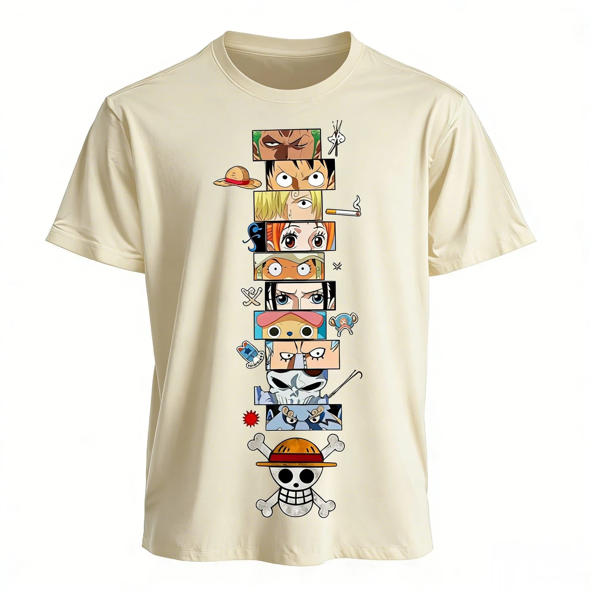 2026 Neuer Sommer Trendiger Anime Luffy Zoro Ace T-Shirt Herren Sommer Baumwolle Grafik-Tee Harajuku Streetwear Vintage Casual Oberteile