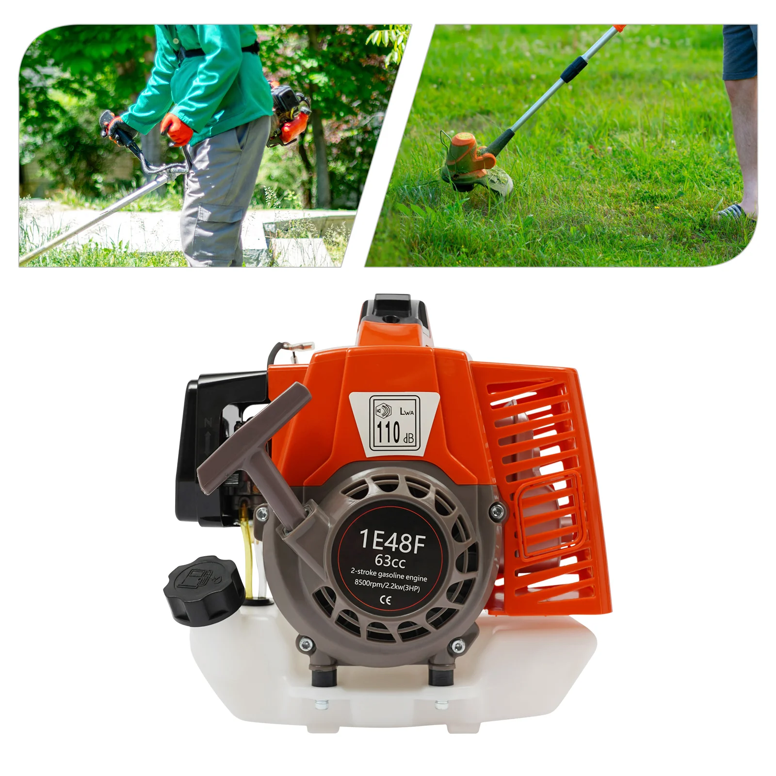 

63CC 2.2KW 2-Stroke Air-cooled Engine Gas Engine Pull Start Single Cylinder Engine for Lawn Garden Equipment